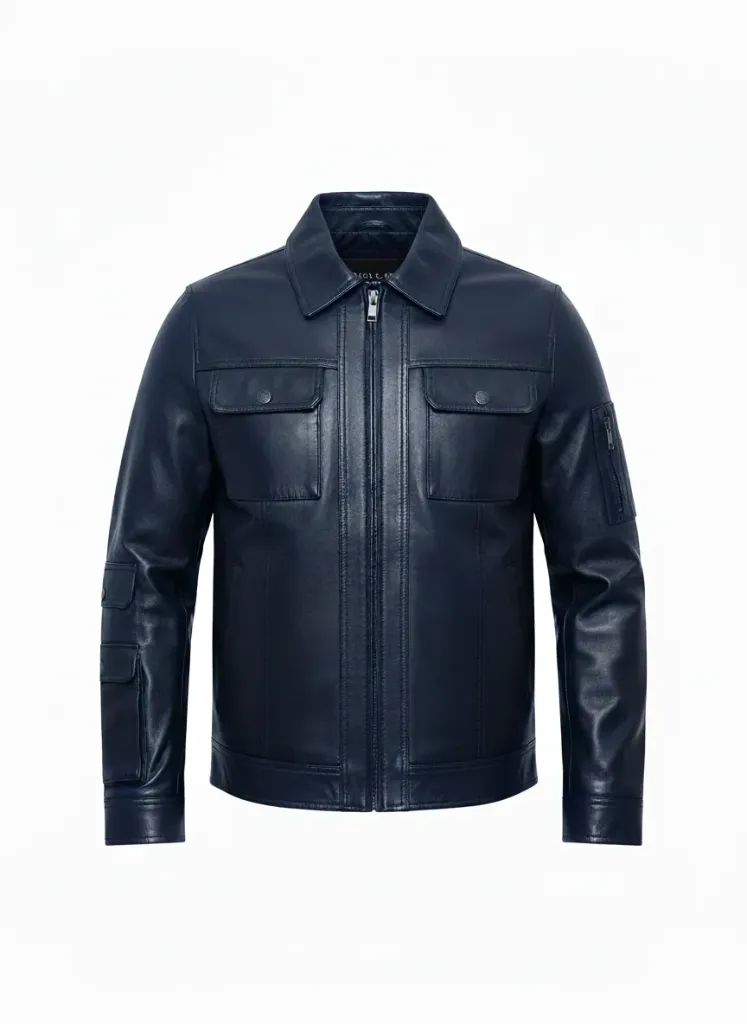 Cuban BLUE Leather Bicket Jacket  (S)