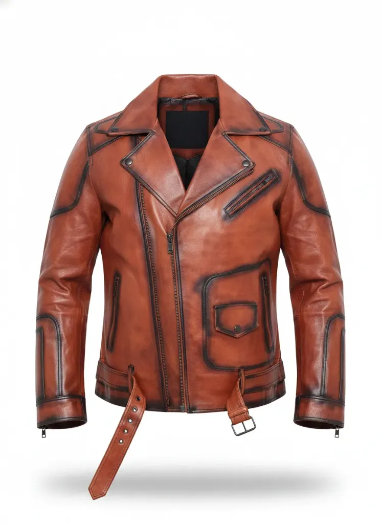 Cuban ORANGE BROWN Leather Bicket Jacket  (S)