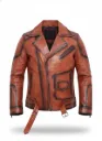 Cuban ORANGE BROWN Leather Bicket Jacket 