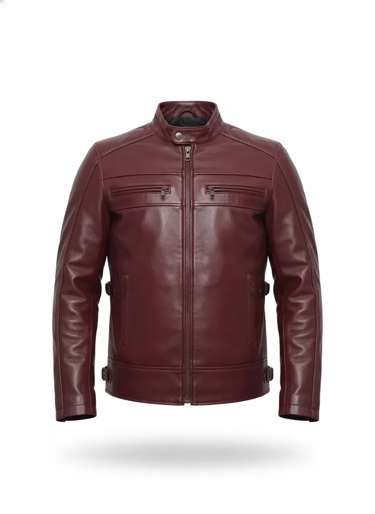Cuban MAROON Leather Bicket Jacket  (S)