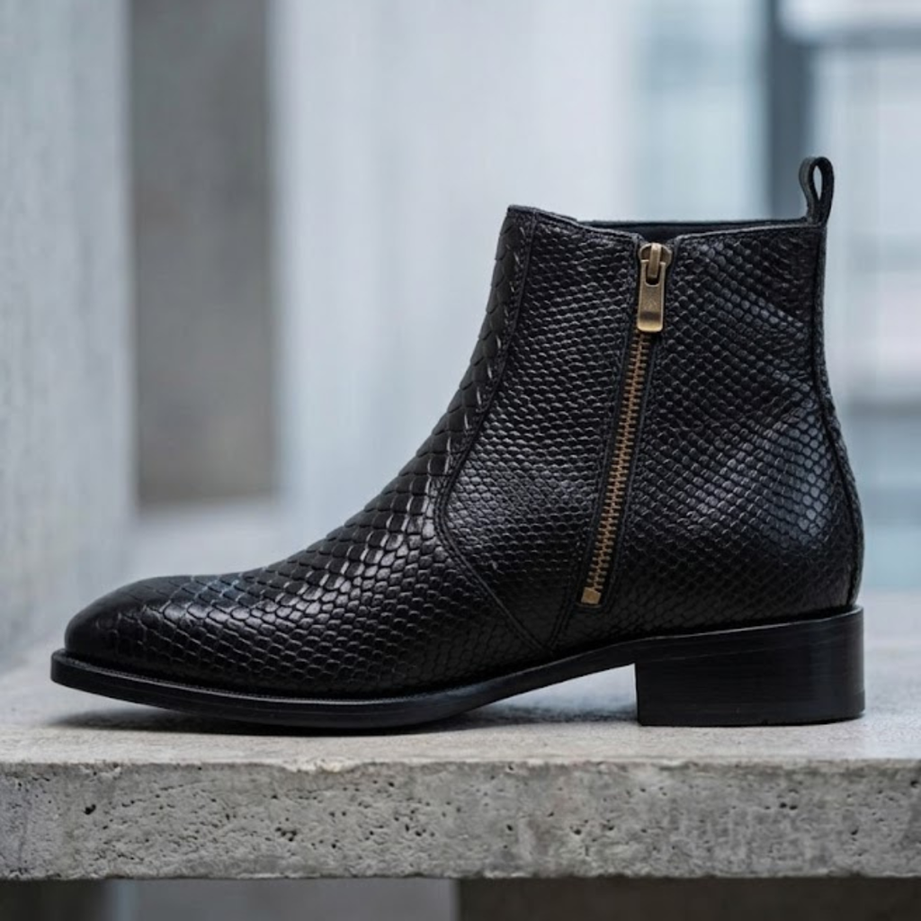 Aero-Croco Italian Cuban Heel | 100% Genuine Black Leather (IND -6 (UK -40))