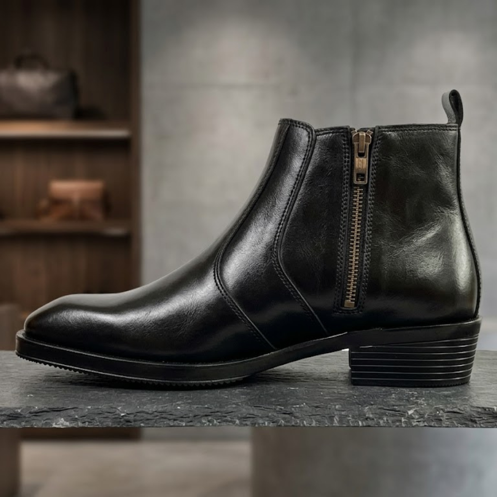The Nero Sculpted Cuban Boot | 100% Genuine Leather (6-Month Warranty) ( black) (IND -6 (UK -40))