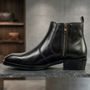 The Nero Sculpted Cuban Boot | 100% Genuine Leather (6-Month Warranty) ( black)