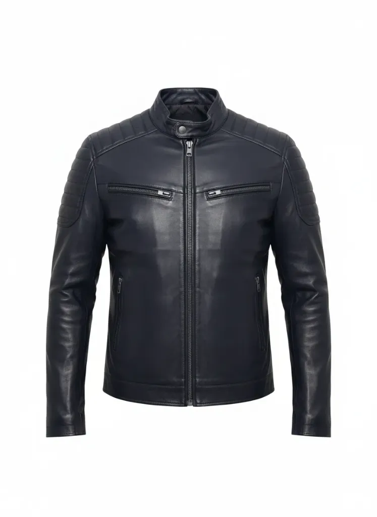 Cuban Dark Blue Leather Bicket Jacket  (S)