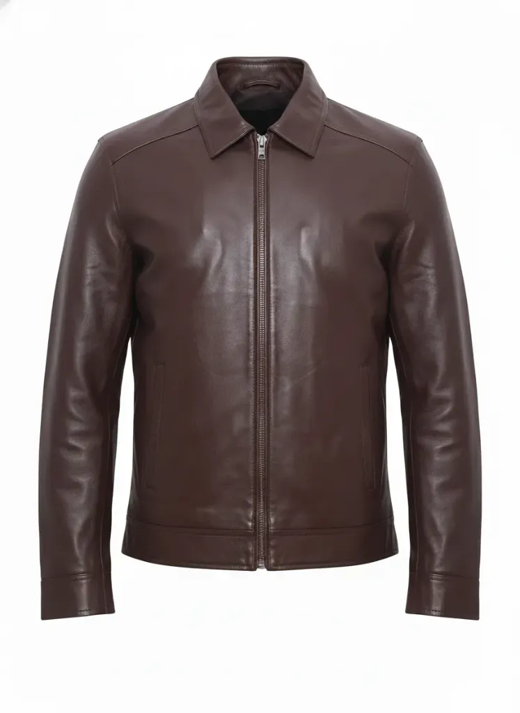 Cuban Plain Brown Leather Bicket Jacket  (S)