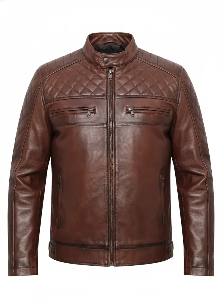 Cuban Brown designed Leather Bicket Jacket 