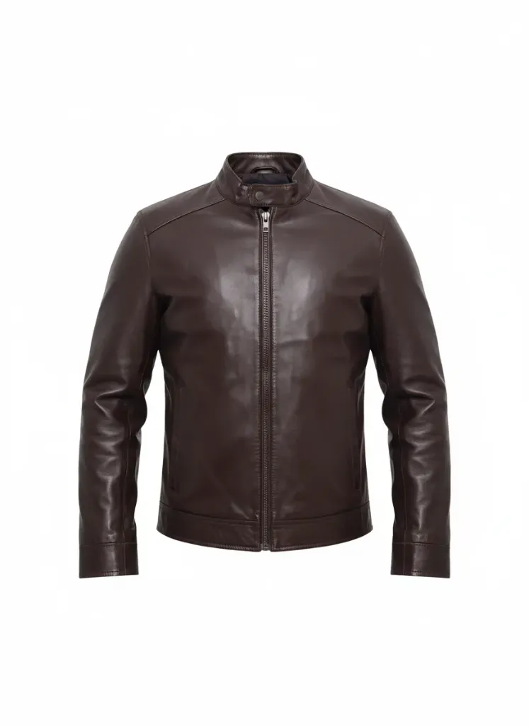 Cuban Brown Leather Bicket Jacket 
