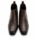 Men’s Brown Crocodile Print Italian Cuban Heel Leather Boots – 100% Original Leather | 6 Month Guarantee