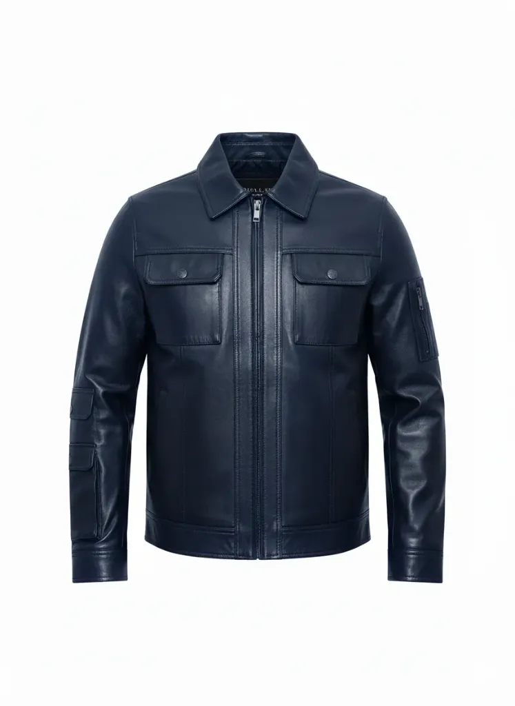Cuban BLUE Leather Bicket Jacket  (S)